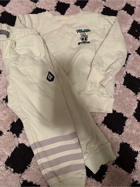 Volcom Kids Mint Green Sweatshirt & Joggers Set with Stripe Detail